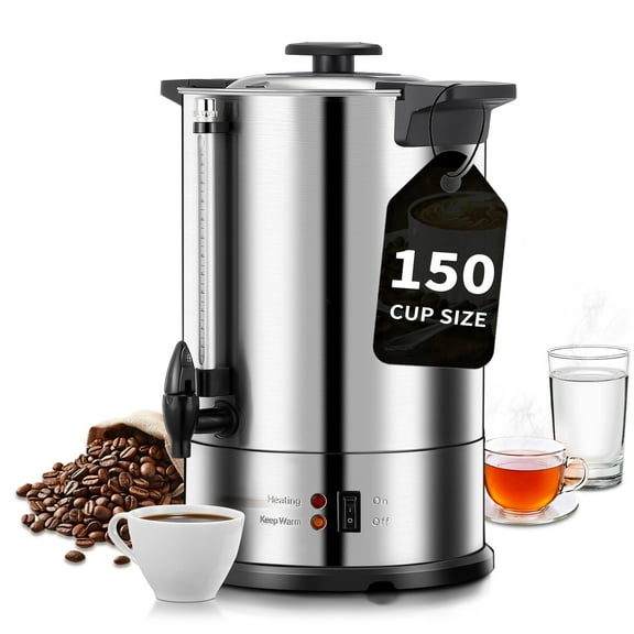 Coffee Maker 150 Cups Commercial, Coffee Urn 15 L/3.96 Gal Electric Hot Beverage Dispenser with Dripless Faucet, 1500W Power Quick Brew, Stays Hot for Coffee & Beverage, Catering, Party
