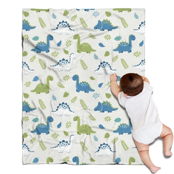 LightBeige Cartoon Dinosaurs Plants Pattern Blanket,Comfortable Soft Flannel Throw Blanket,All Season,Warm Lightweight Blankets for Sofa Bed Couch Living Room Chair,30"x40"