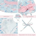 thumbnail image 2 of Zando UPF 50+ UV Sun Protection Bowknot Wide Brim Baby Sun Hat Adjustable Chin Strap Outdoor Girls Toddlers Cap Blue Flower S, 2 of 7