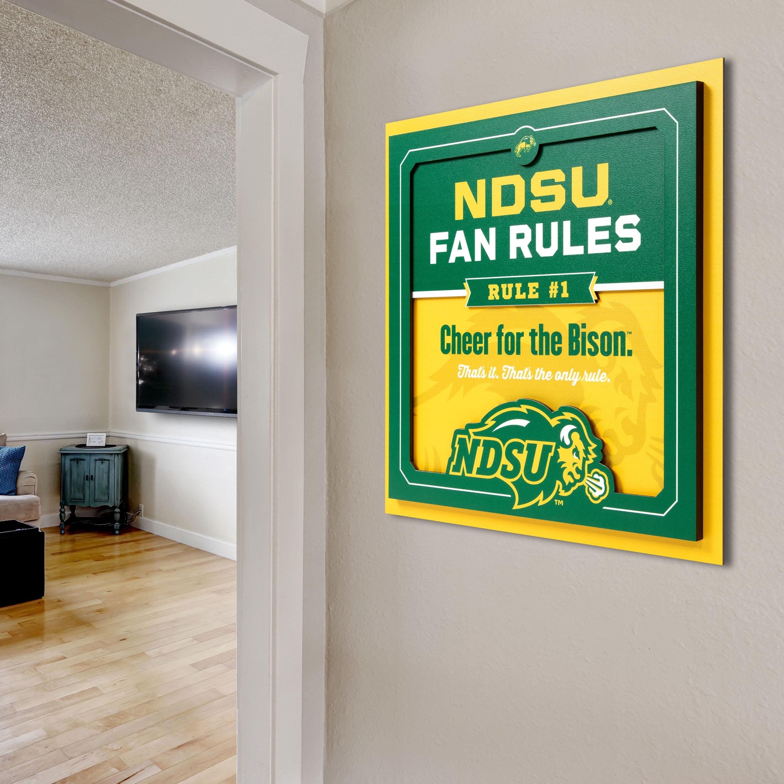 YouTheFan NCAA North Dakota State Bison Fan Rules 3D Wall Art