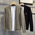 thumbnail image 2 of Cárdigan de chenilla bordado en forma de B para otoño e invierno, suéter de punto sencillo de moda de estilo coreano para hombre, chaqueta fina informal, 2 of 6