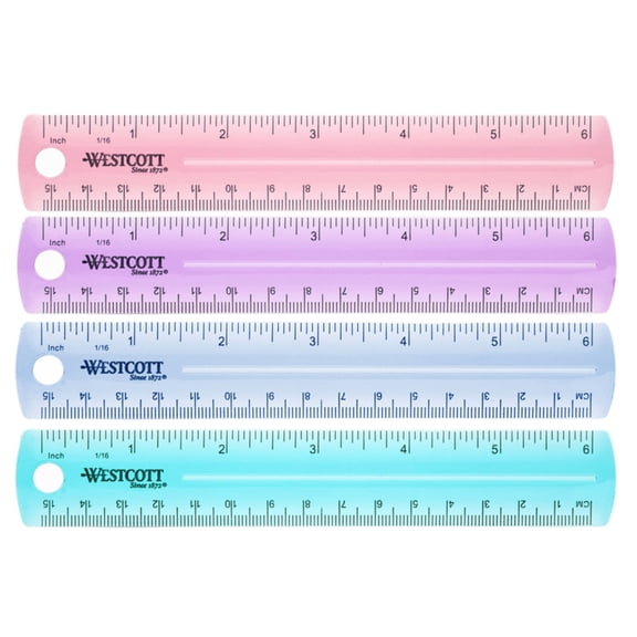 6" Plastic Ruler, Assorted Colors (No Color Choice)