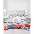 thumbnail image 2 of Quilts Queen Size Bedding Set, Blue Red Flowers Reversible Summer Quilt 3 Pieces, Elegant Spring Floral Butterfly Watercolor Lightweight Bedspreads Coverlets with 2 Pillow Shams for All Seasons, 2 of 5