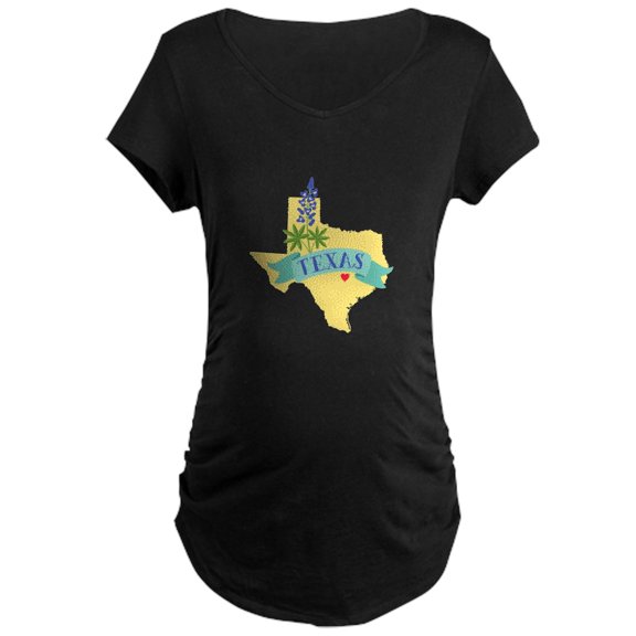 CafePress - Texas State Outline Bluebonnet Flower Maternity T - Maternity Dark T-Shirt