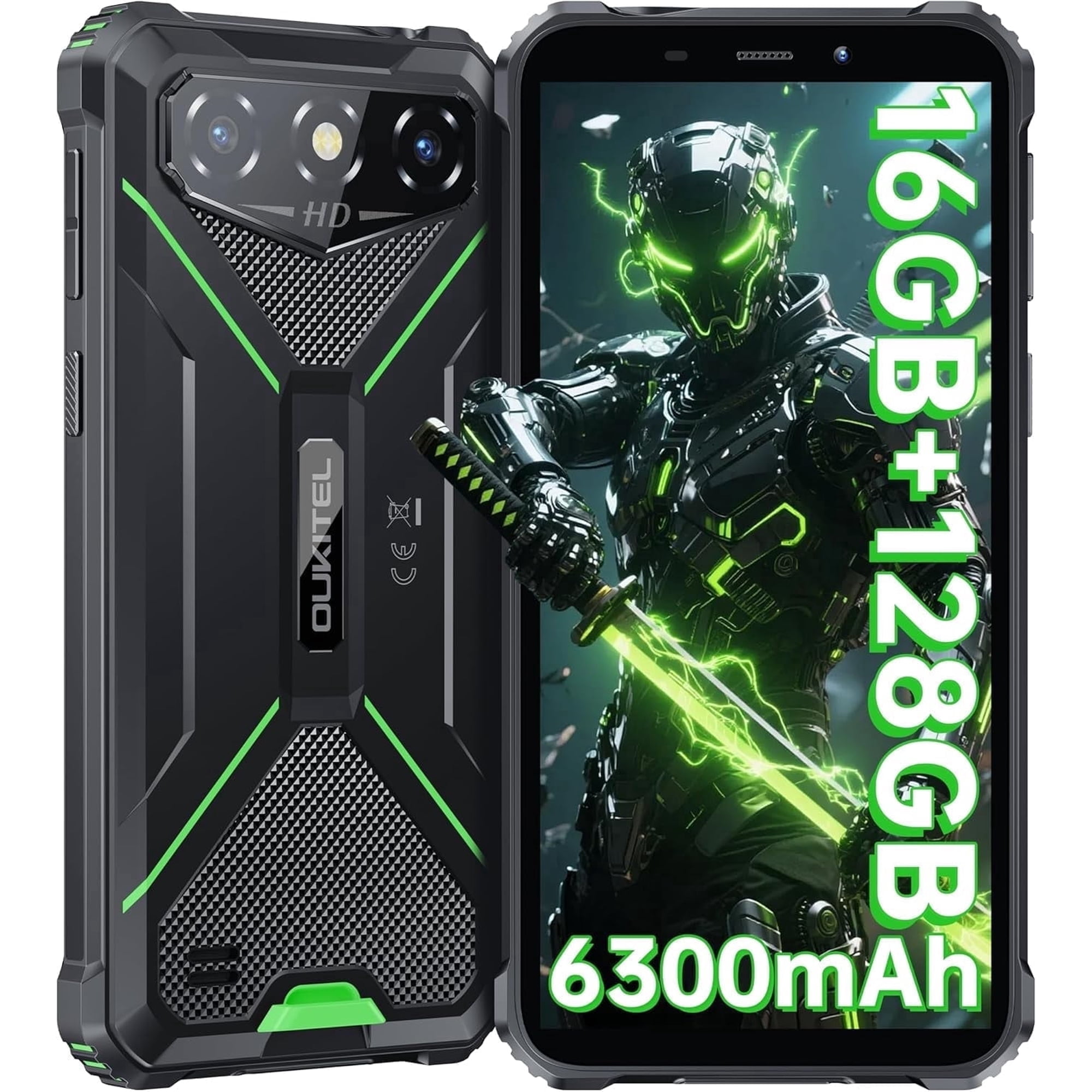 Oukitel G3 Rugged Phone Unlocked, 16GB+128GB/SD 1TB , 6" Hd+ Screen, 6300mAh Battery, IP68 & IP69K Waterproof, 13MP Camera,3.5mm Jack,Nfc/T-Mobile