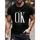 thumbnail image 1 of Men's Geometric Print Casual T-Shirt - Breathable Summer Round Neck Tee with Bold 'OK' Letter Design, Regular Fit for Gym, Office & Casual Attire, Elegant Craftsmanship, Casual Sporty Tee, 1 of 6