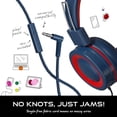 thumbnail image 5 of MYZI Auriculares para niños con cable, plegables para colocar sobre las orejas para niños con micrófono, con cable sin enredos, 85 dB, volumen seguro, para iPad, escuela y avión, color azul marino, 5 of 5