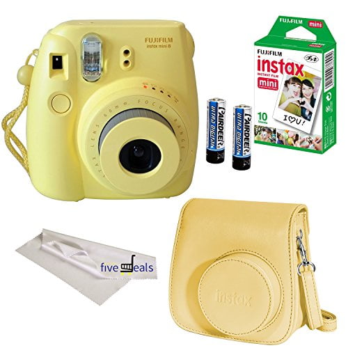 FujiFilm Yellow Instax Mini 8 Camera, 4 Piece Camera Bundle, Yellow