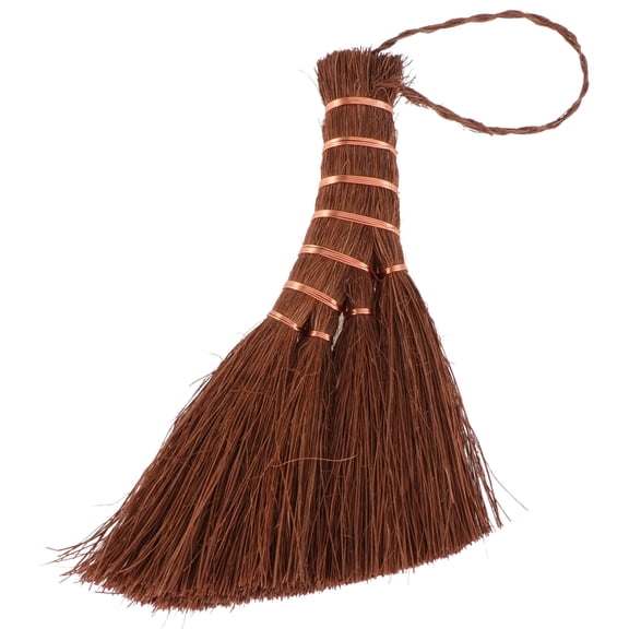 WEAVILUX Small Natural Palm Cleaning Broom with Hanging Rope for Easy Storage - 1 Piece Handheld Sweeper