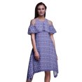 thumbnail image 1 of Bimba Tunique à Épaules Dénudées Imprimée Teinture sur Nœuds Violette pour Femmes Robe de Soirée Col Rond - Grande Taille, 1 of 1