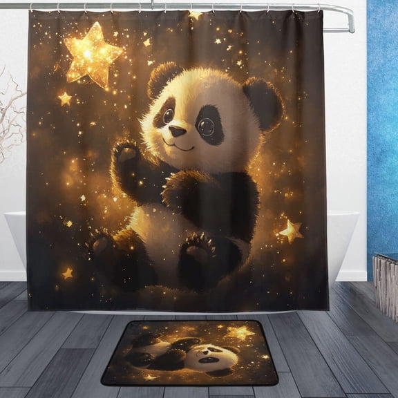 BZSMCE Shower Curtain and Bath Accessory Set,Adorable Star Chaser Pattern