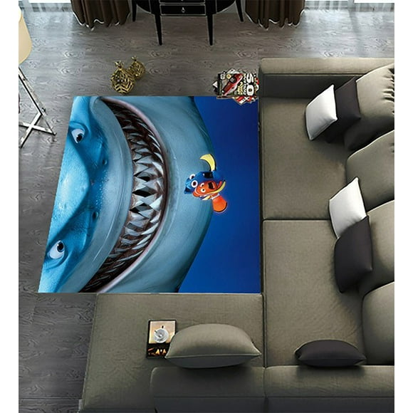 DEYOU Bruce Shark Finding Nemo Area Rugs 4 x 5ft Floor Carpet Mat for Living Dinning Room Bedroom Kitchen Hallway Office Decor