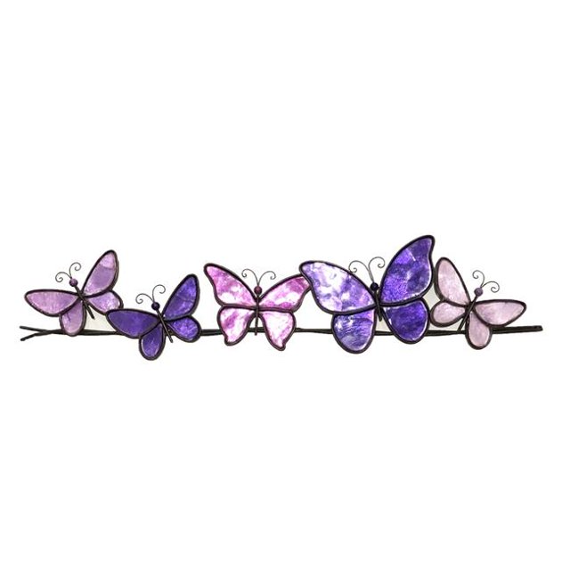 Butterflies on a Wire Wall Decor, Purple