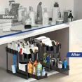 thumbnail image 5 of 2Pcs Kitchen Sink Organizer Rack Plastic Lacquered Tiered Shelf, 5 of 5