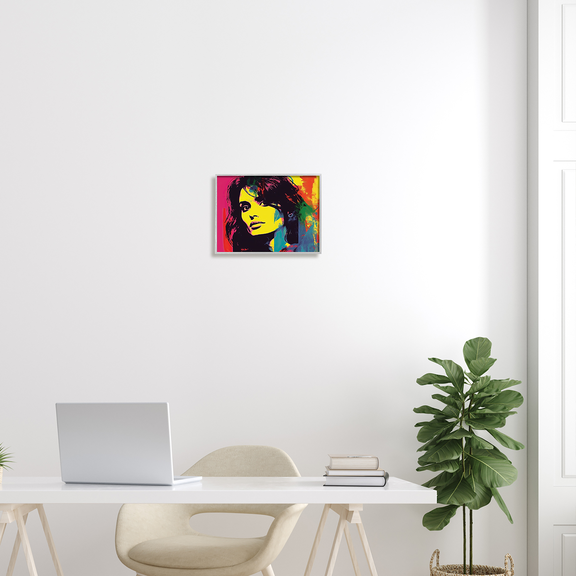 Stupell Industries Penelope Cruz Portrait Abstract Painting Gray Framed Art Print Wall Art, 14 x 11