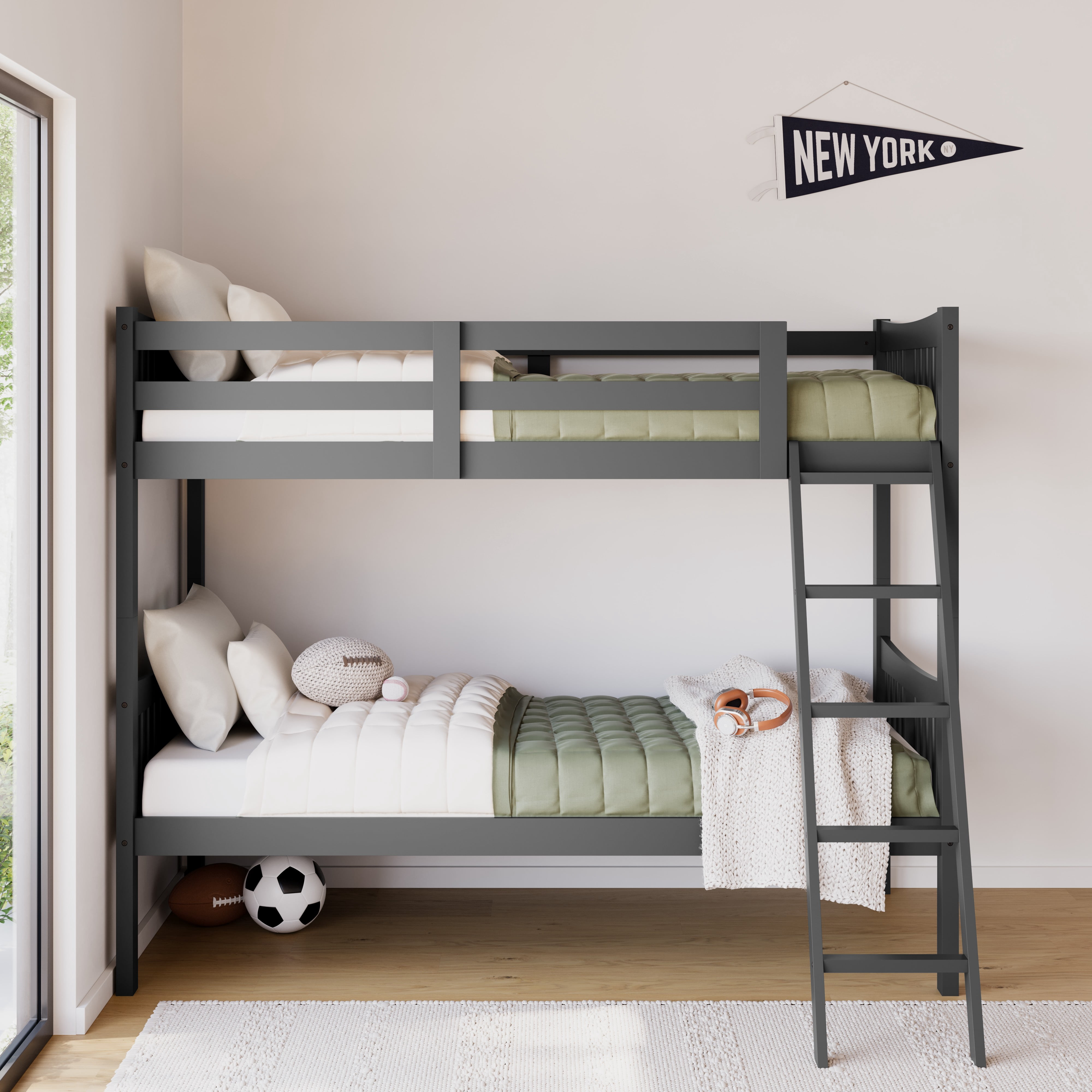 Storkcraft Caribou Twin over Twin Bunk Bed, Gray