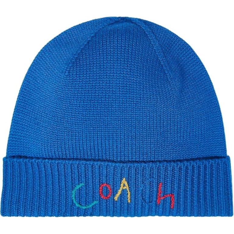 Coach Blue Knitted Beanie with Embroidery Buy COACH Blue Embroidered Cable Knit Beanie from Next USA main image 4
