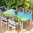 thumbnail image 2 of Green Easter Table Cloths for 6 Foot Rectangle Tables, Spring Floral Watercolor Eggs Pastoral Patio Waterproof Elastic Fitted Tablecloths, Washable Rectangular Table Cover for Camping, 2 of 8