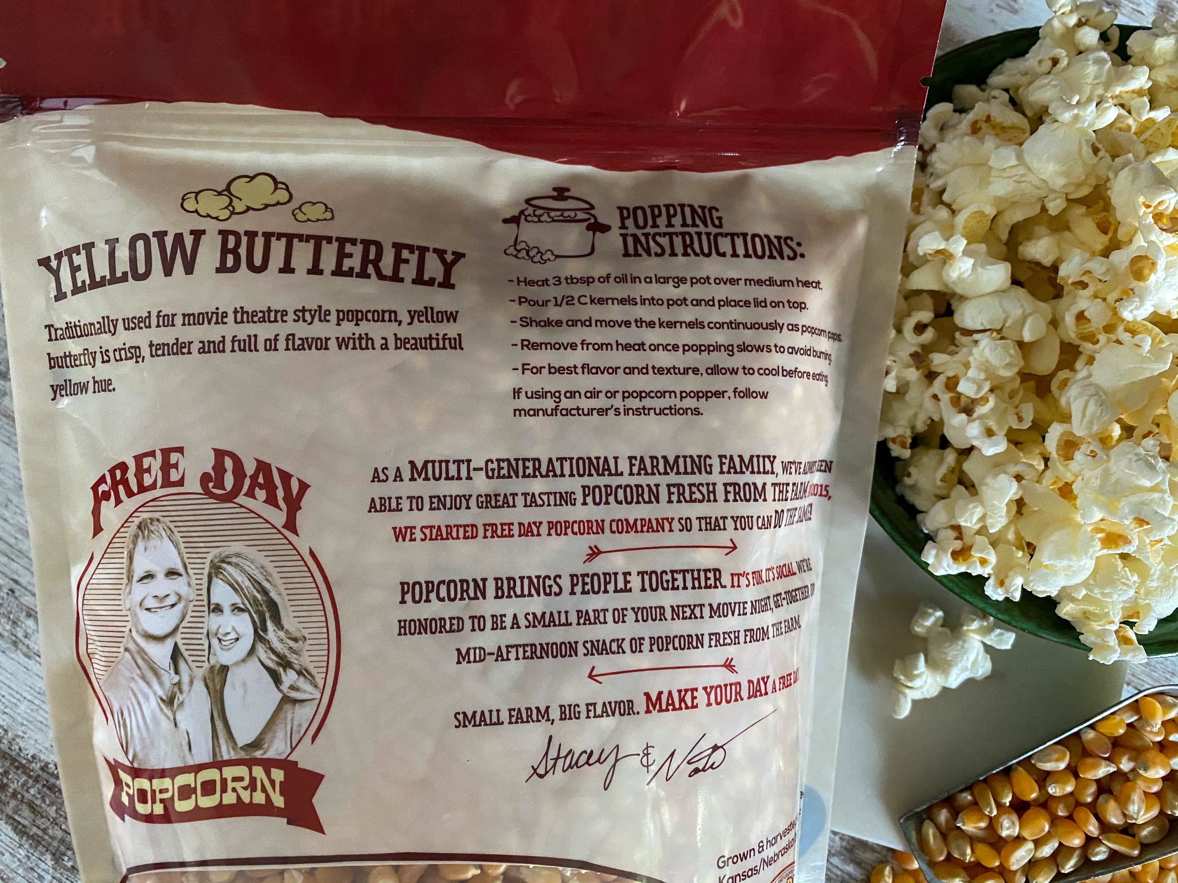 Free Day Popcorn Yellow Butterfly Popcorn 2 Pack 48 oz