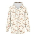 thumbnail image 3 of GIPQJK Zipper Hoodies for Women Cropped Fall Fashion Sweatshirt Floral Print Long Sleeve Jackets Drawsting Winter Clothes with Pockets,Pink M, 3 of 5