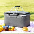 thumbnail image 5 of Cesta de picnic con diseño aislado, cesta ligera plegable con múltiples bolsillos para conciertos al aire libre y eventos deportivos, cierre de cremallera extendido de PEVA laminado con prensa, 5 of 5