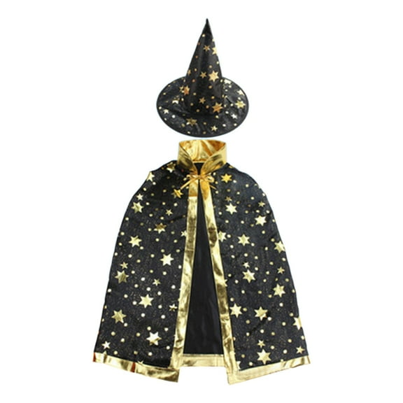 WOYY Child Girls Party Cloak with Hat Dress-Up Witch Cape Outfits for Kids