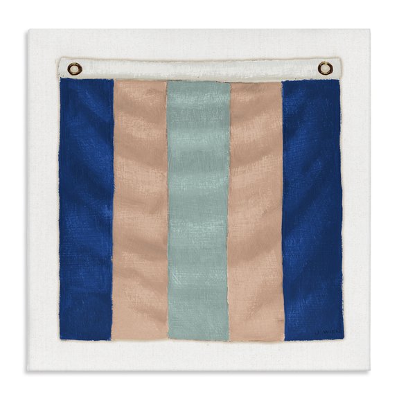 Stupell Industries Striped Nautical Flag Nautical & Beach Painting Wrapped Canvas Art Print Wall Art, 17 x 17
