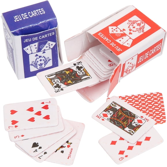 Dollhouse Miniature Play Cards Coated Paper Kids Toys Birthday 10Pcs 0.6X0.4X0.04In