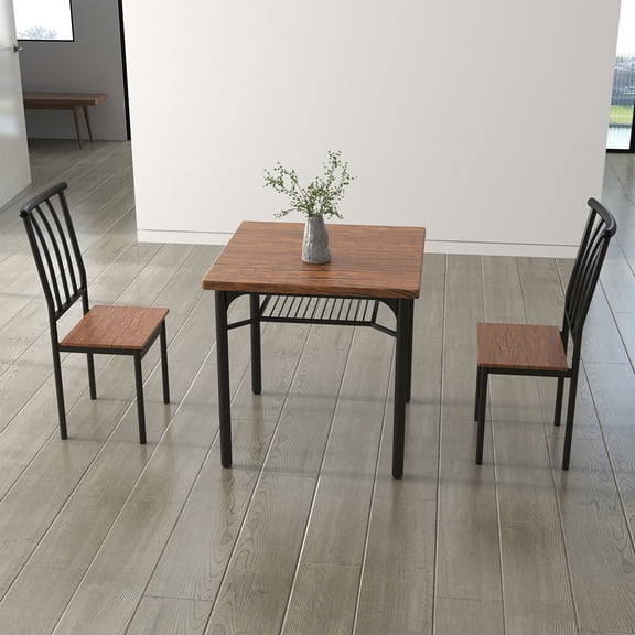 Luku 3-Piece Dining Table Set for 2 with Wine Rack, Small Space Kitchen Table Set