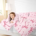 thumbnail image 3 of Erosebridal Princess Bow Stripes Twin Comforter Sets for Girls, Cute Love Heart Bedding Set, Pink Reversible, 2 Pieces, 3 of 6