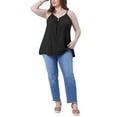 thumbnail image 2 of Agnes Orinda Women's Plus Size Tank Tops Pleated Button Decor V Neck Spaghetti Straps Summer Casual Camisoles Cami Top 1X Black, 2 of 6
