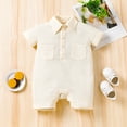thumbnail image 2 of Dealovy Newborn Baby Boy Girl Romper Toddler Short Sleeve Button Collar Romper Unisex 1 Piece Summer Outfit, 2 of 4