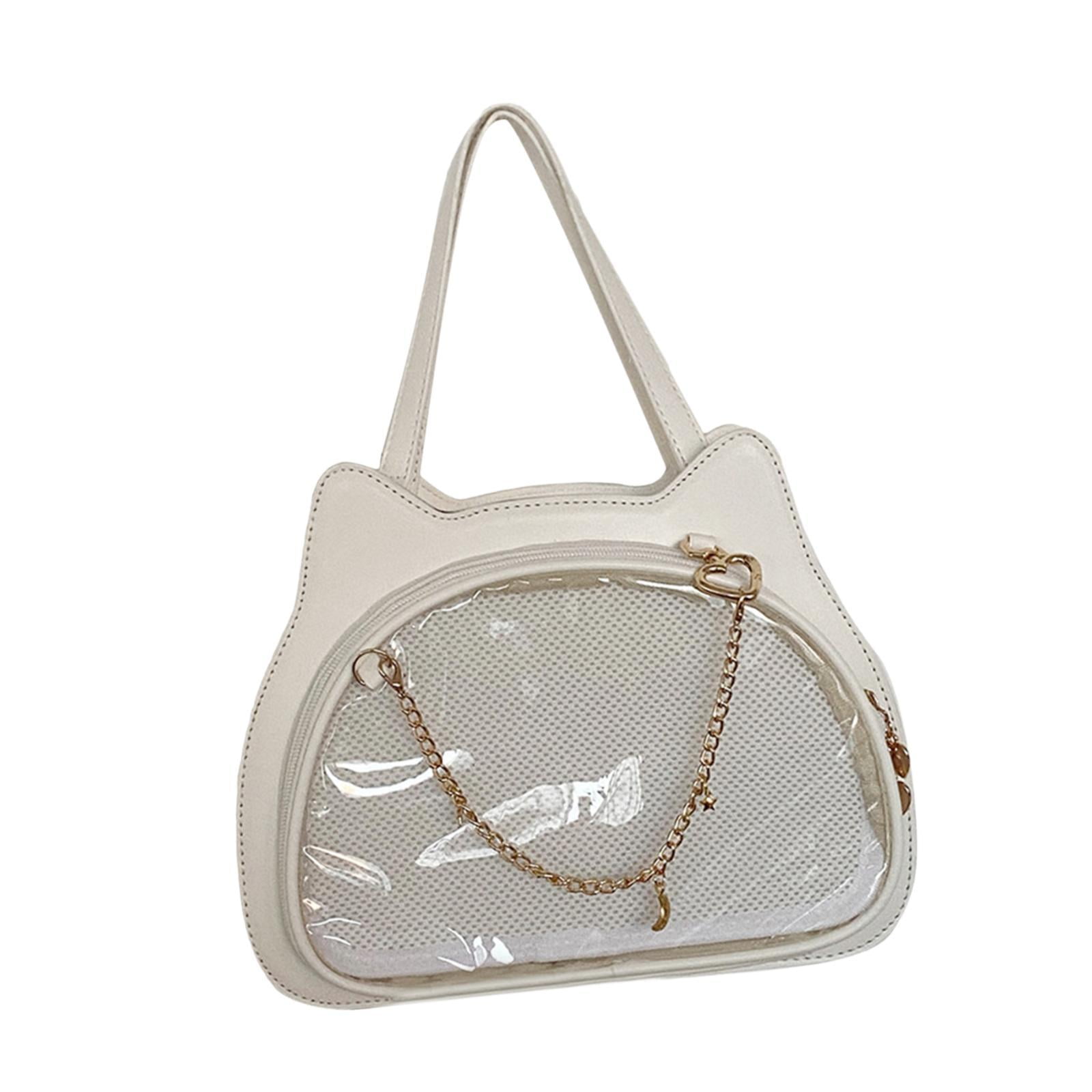 BLESIYA Cat Shape Shoulder Bag PU Leather Y2K Ita Bag for Ladies Women Birthday Gift White