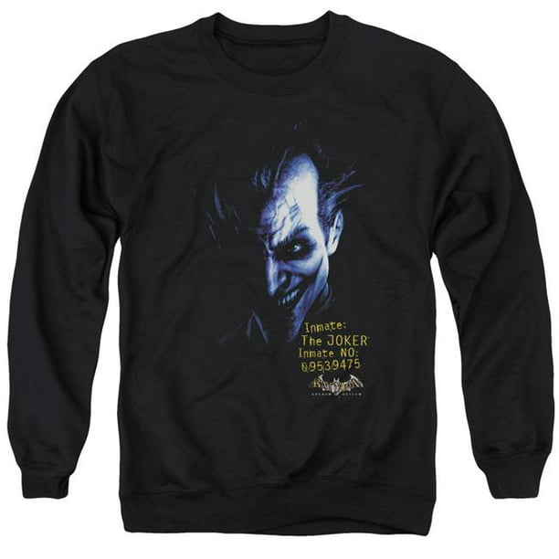 Batman AA & Arkham Joker-Adulte Sweat-Shirt Col Rond&44; Noir - Grand