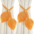 thumbnail image 1 of LEEYNEER Lot de 2 Supports de Rideaux Réglables Faits à la Main pour Fenêtres Rideaux Décor Mural Feuille Orange Élégant pour Usage Intérieur Extérieur, 1 of 7