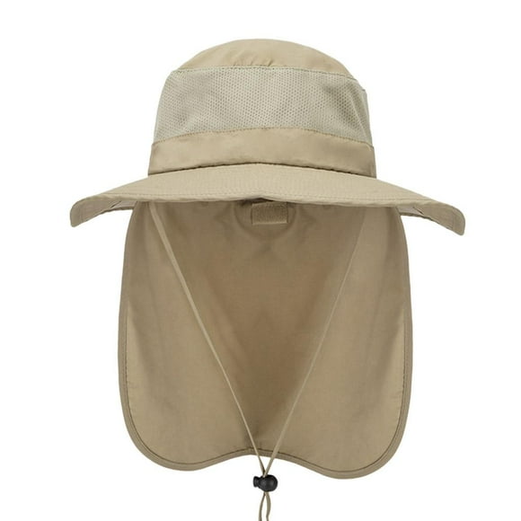kusrkot Chapeau de Soleil en Maille Latérale pour Homme Été Extérieur Visières à Rabat de Nuque Anti - Pêche Chapeau Kaki