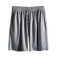 thumbnail image 2 of sunsanly Men Sport Shorts Loose Ice Silk Quick Dry Straight Wide Leg Drawstring Elastic Waist Pleated Solid Color Gym Traning Jogging Sweatpants Knee Length Trousers, 2 of 7