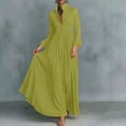 thumbnail image 4 of Miqool Women's Casual Maxi Dress Puff Long Sleeve Stand Collar Button Front Flowy Loose Fit Long Dress with Pockets, 4 of 7
