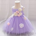 thumbnail image 4 of Moocorvic Baby Girl Tulle Dress Casual Flower Embroidery Toddler Dresses Wedding Gown for Summer Party Birthday Outfit 6-9 Months,Purple, 4 of 9