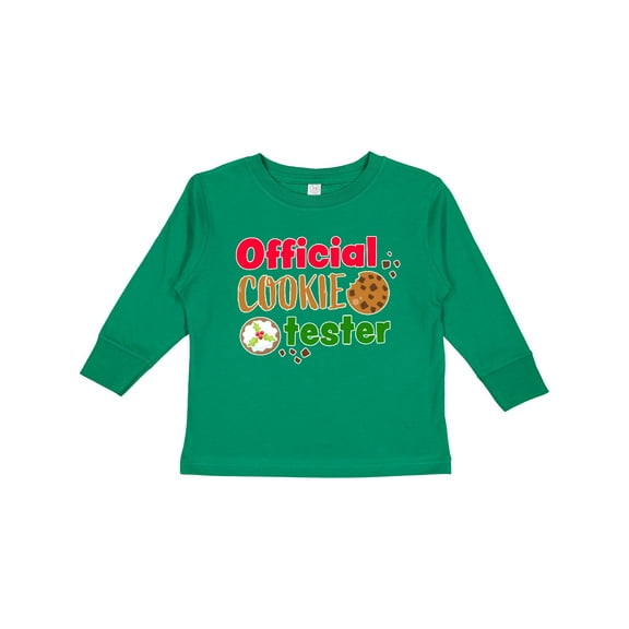 Inktastic Official Cookie Tester Christmas Cookies Boys or Girls Long Sleeve Toddler T-Shirt