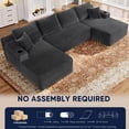 thumbnail image 6 of Muumblus 133" Modular Sectional Sofa with 2 Chaise Lounge, U-Shaped Oversized Boneless Cloud Couch, Dark Gray Corduroy Sleeper Sofa for Living Room, 6 of 12