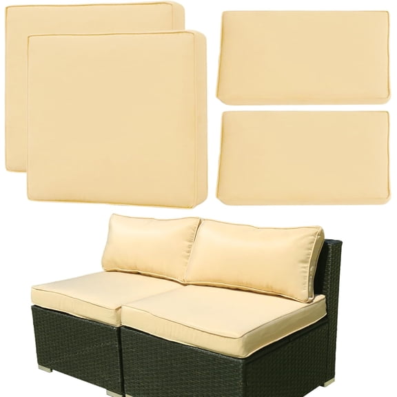 FKS LIFE Outdoor Patio Chair Cushions Set 24 L X 24 W X 4 H Waterproof Fade Resistant Deep Seat with Back Cushions Outdoor Seat Cushion Set for Chairs and Sofas(1 Set)