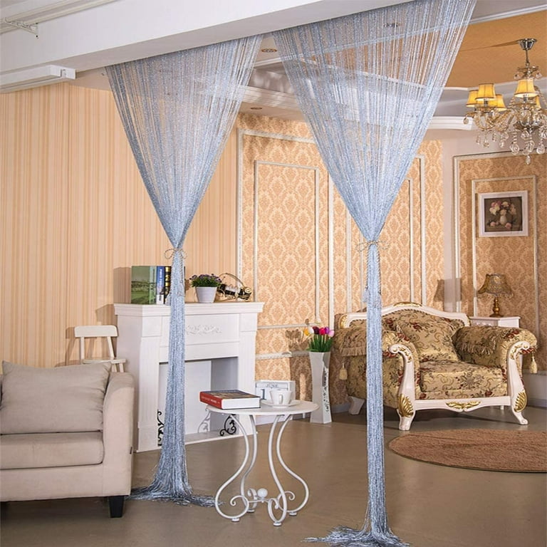 Yipa Glitter Tassel Window Drape Room Divider, Thread Curtains