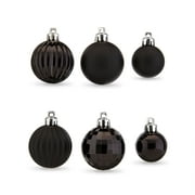 Holiday Time Multi-Textured Shatterproof Christmas Mini Ornaments, Black, 20 Count
