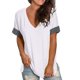 thumbnail image 3 of Gibobby Camiseta de manga corta para mujer Camiseta suelta informal con cuello en V para mujer, blusa manga corta con estampado(Blanco,XL), 3 of 5