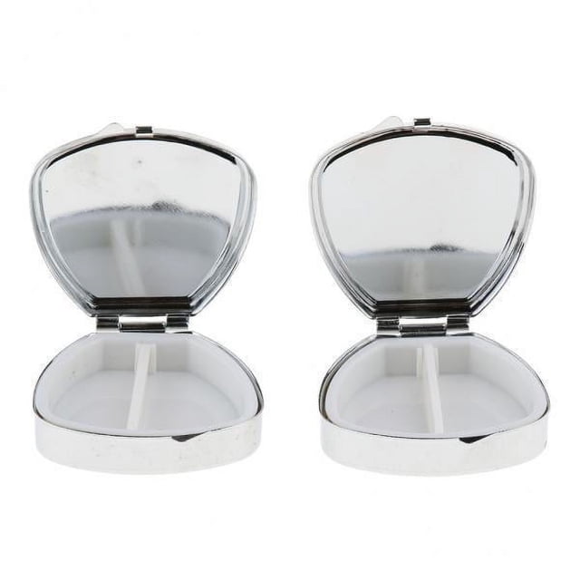 2x Organizador de Pastillas de 2 Compartimentos para , Pastillero Pequeño, Pastillero de Metal (paquete de 2 2 piezas