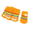 thumbnail image 1 of 2 Pairs Anti Slip Paw Bottom Elastic Knit Dog Doggie Pets Socks Orange Size M, 1 of 1