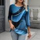 thumbnail image 1 of TaTaai Casual Printed Top Soft Breathable Women's Fashion Button Round Neck 3/4 Sleeve Loose Fit All Season Daily Party Fashion T-Shirt Gift, 1 of 7