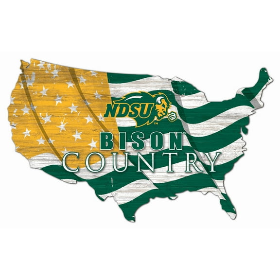 NDSU Bison USA Flag Cutout Sign