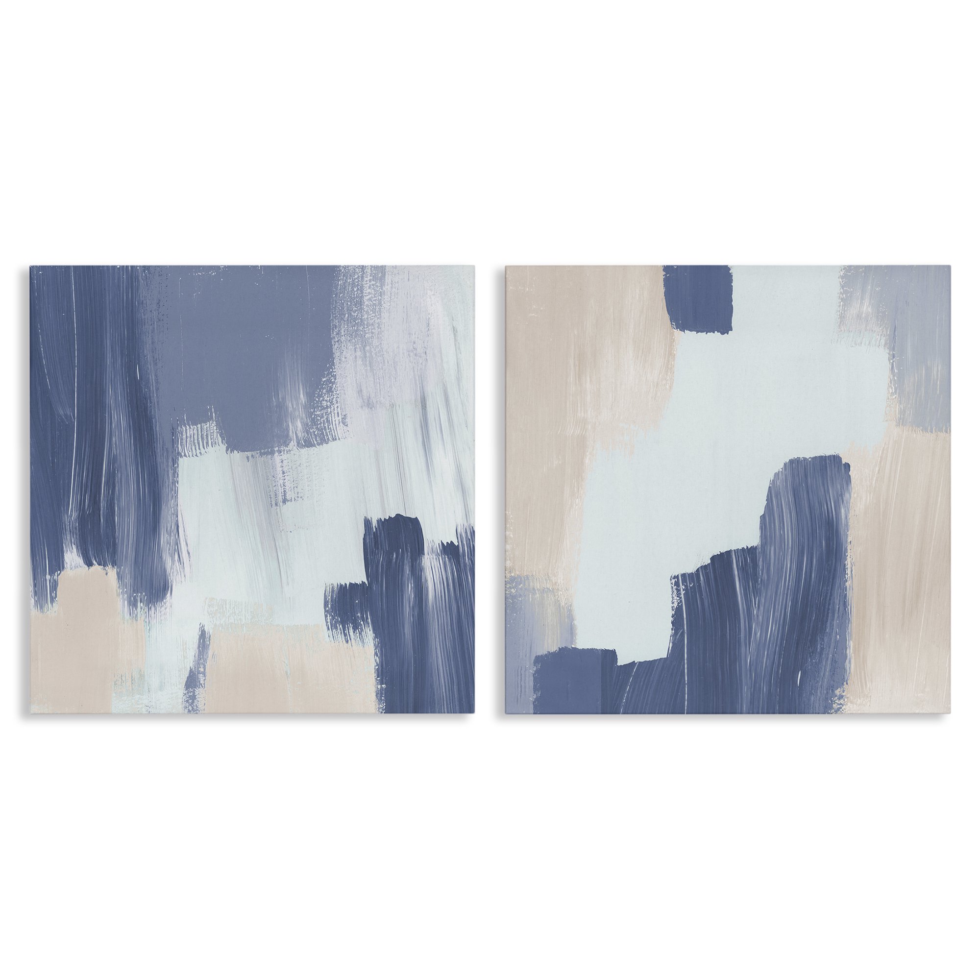 Stupell Industries Restless Blue Brush Strokes Abstract Painting Wrapped Canvas Art Print Wall Art 24 x 24 Set of 2
